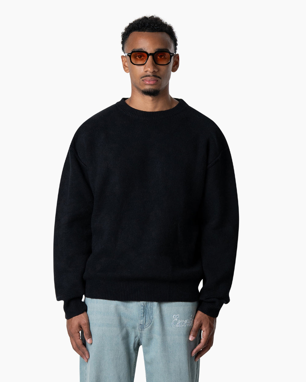 Exposed Knitted Sweater | Deep Black