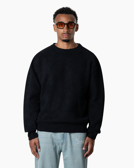Exposed Knitted Sweater | Deep Black