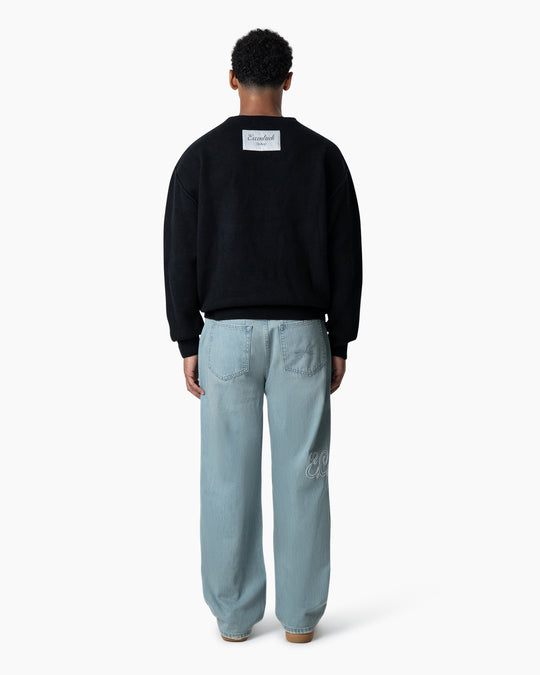 Exposed Knitted Sweater | Deep Black