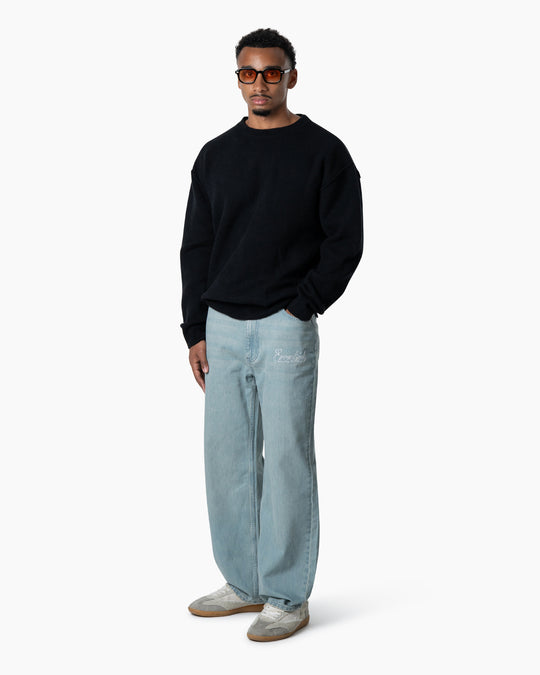 Exposed Knitted Sweater | Deep Black