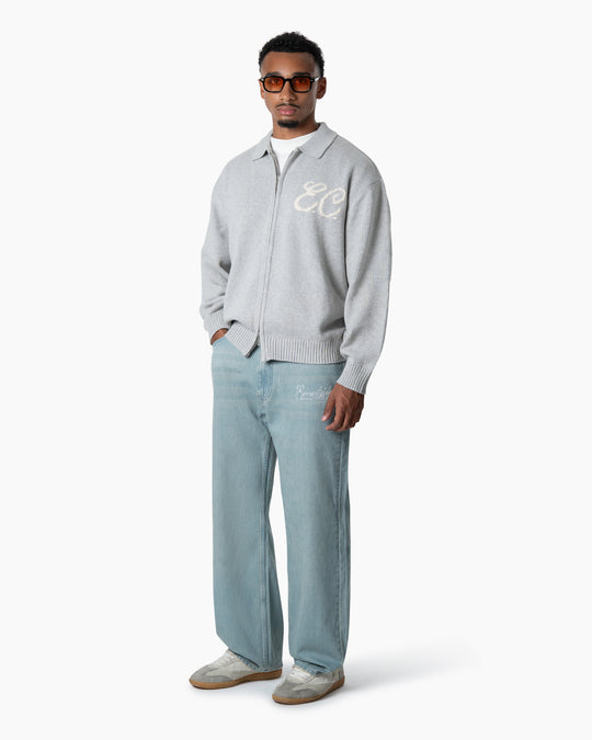 Zipped Cardigan | Marble Grey