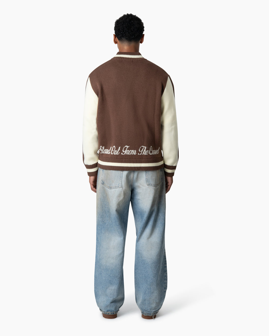 College Knitted Jacket | Cream/Brown