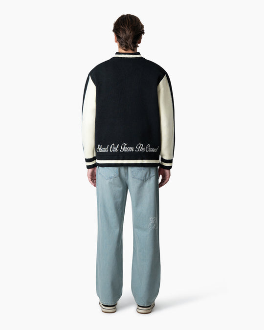 College Knitted Jacket | Black/White