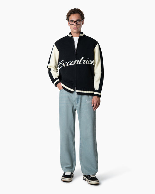 College Knitted Jacket | Black/White