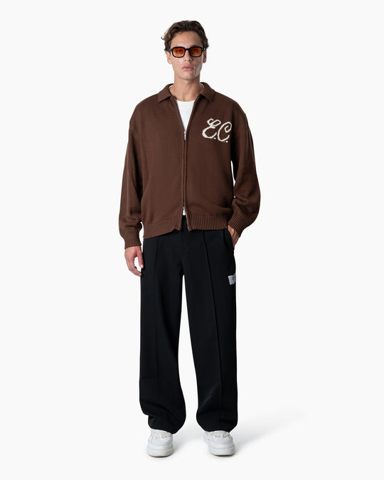 Zipped Cardigan | Deep Brown