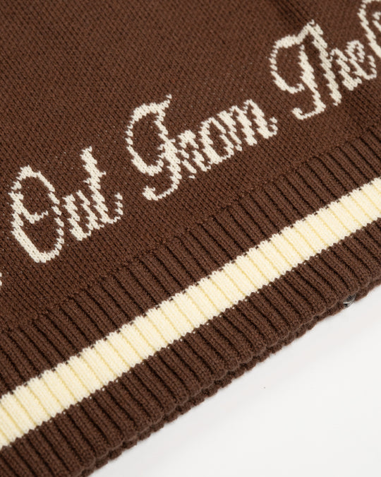 College Knitted Jacket | Cream/Brown