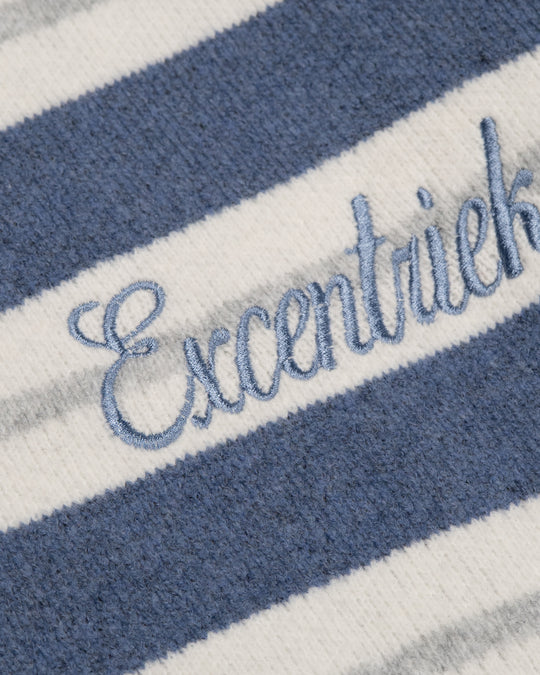 Striped Knitted Polo | Blue/White