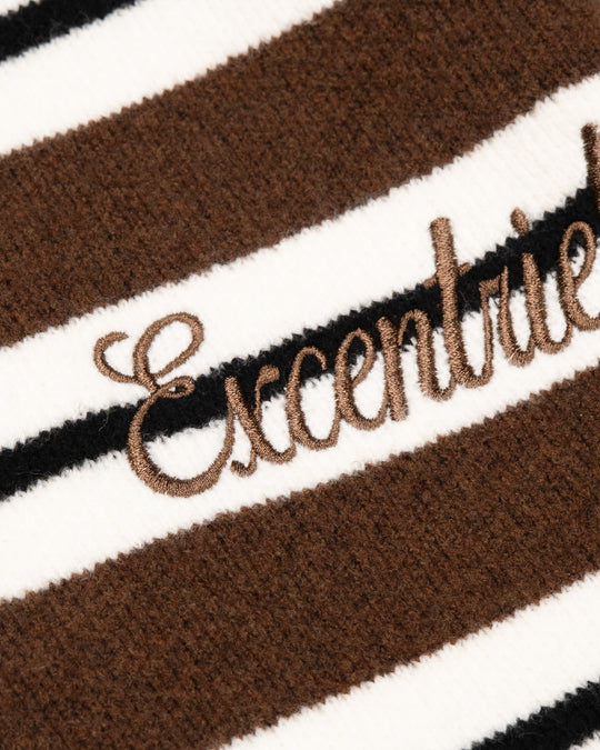 Striped Knitted Polo | Brown/White