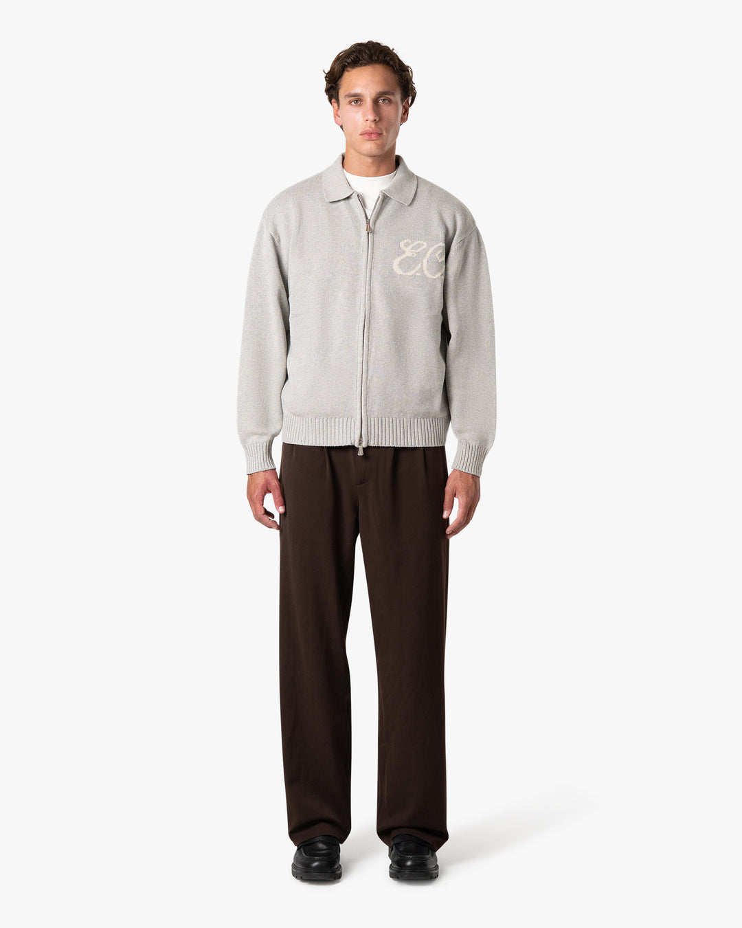 Zipped Cardigan Marble Grey