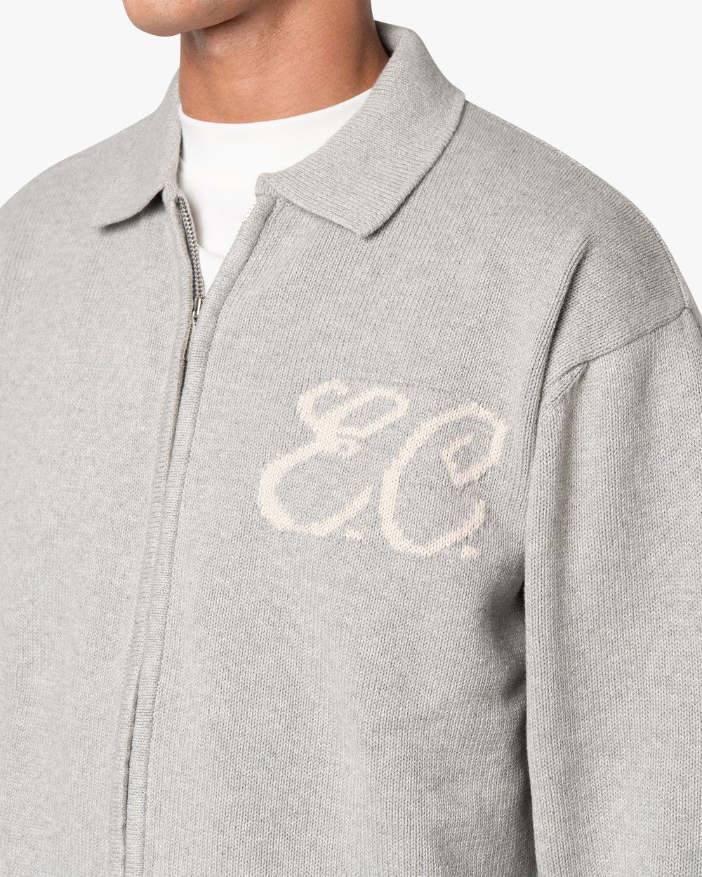 Zipped Cardigan Marble Grey