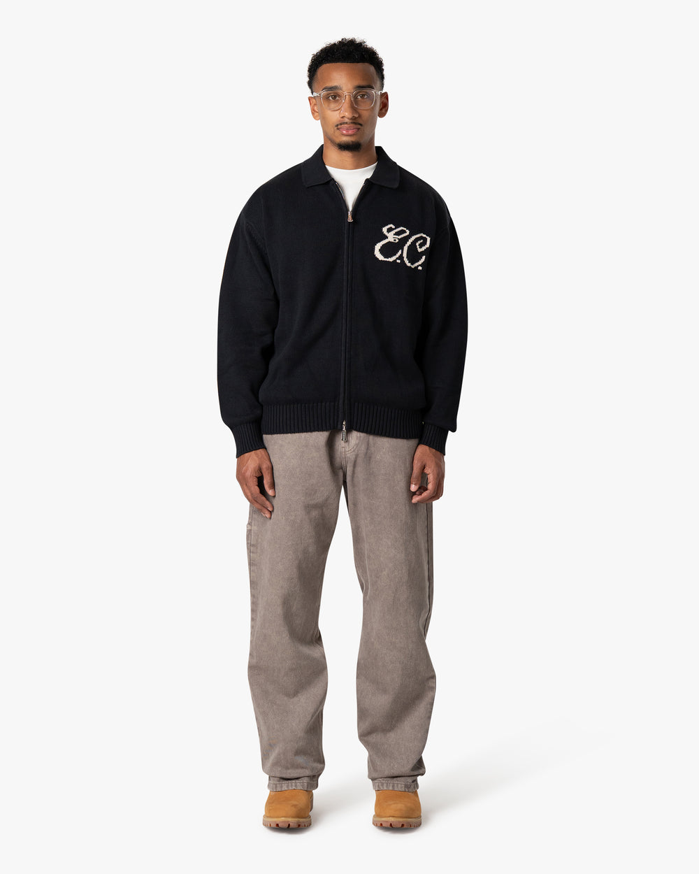 Zipped Cardigan Deep Blue