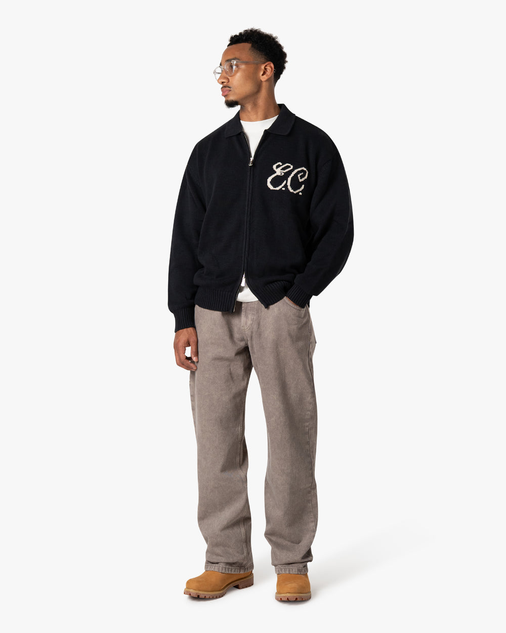 Zipped Cardigan Deep Blue