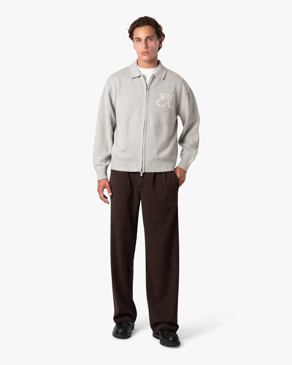 Zipped Cardigan Marble Grey