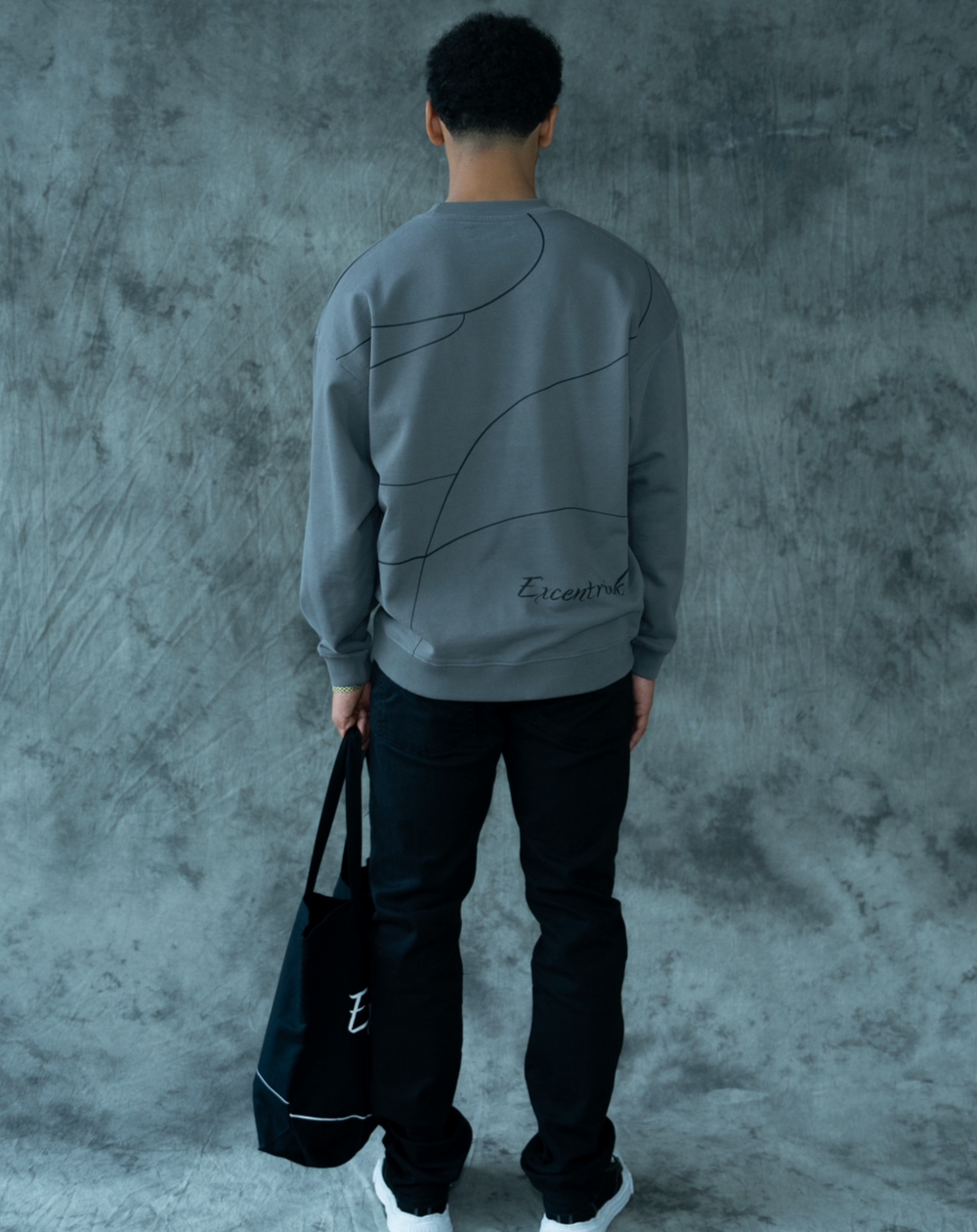 Crossed Lines Heavy Sweater Storm Grey