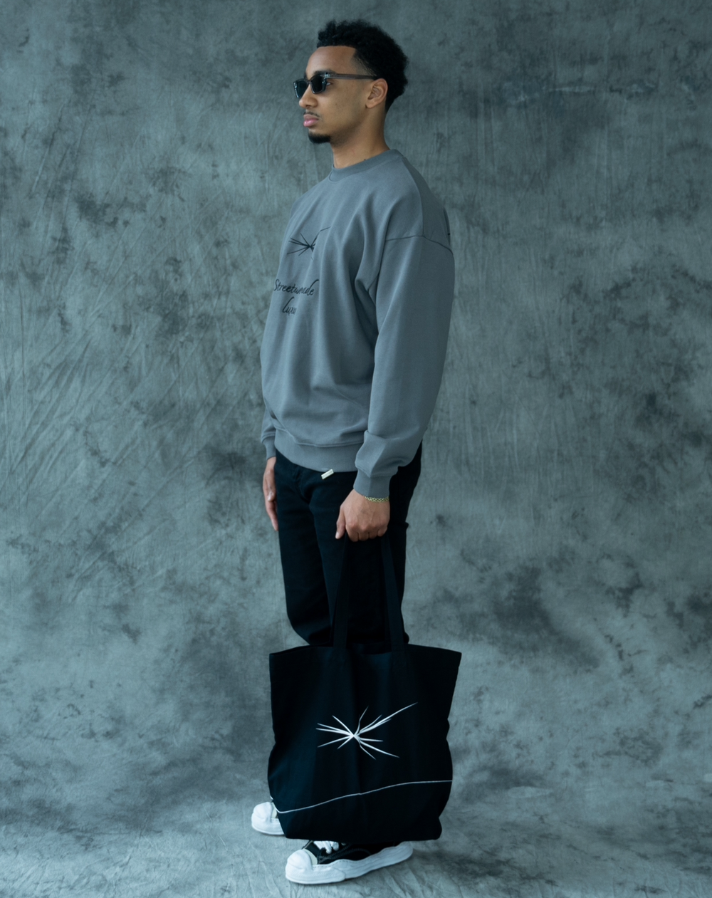 Crossed Lines Heavy Sweater Storm Grey