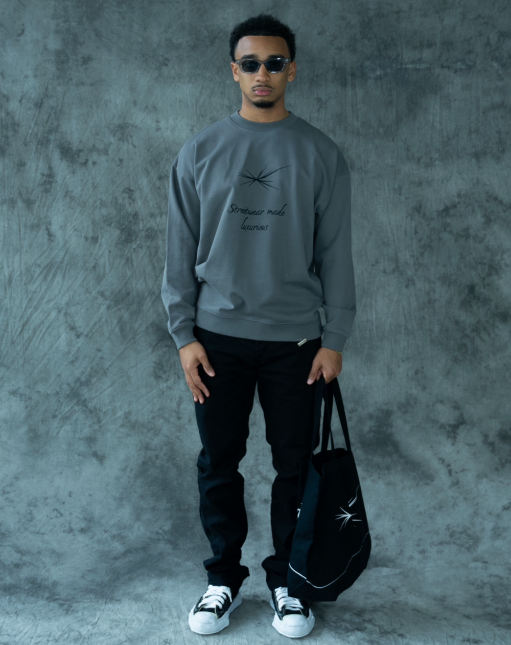 Crossed Lines Heavy Sweater Storm Grey