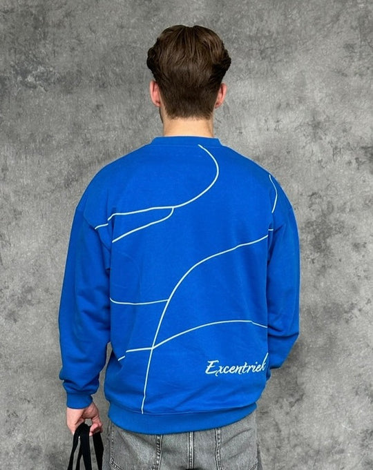 Crossed Lines Heavy Sweater Cobalt Blue