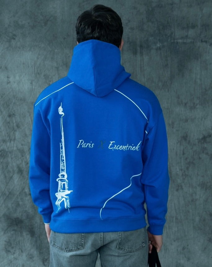 Paris X Excentriek Heavy Hoodie Cobalt Blue
