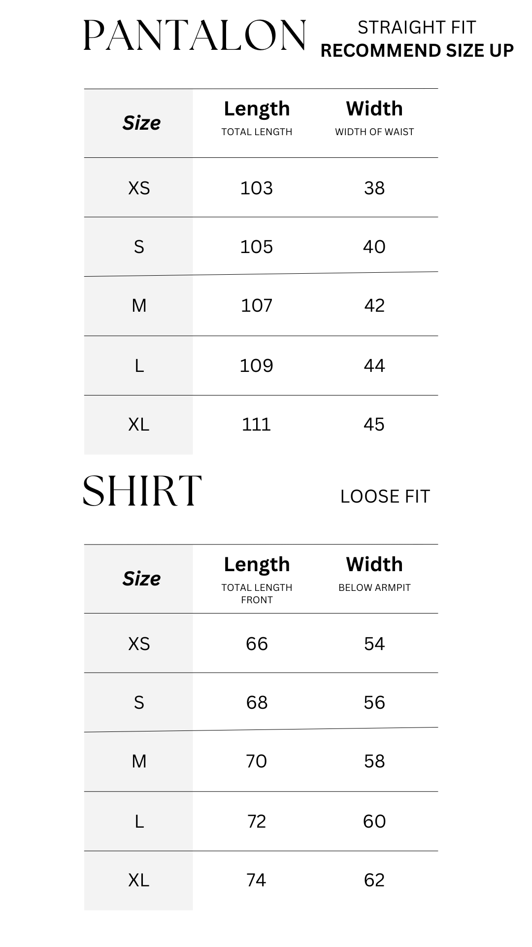 Size Chart